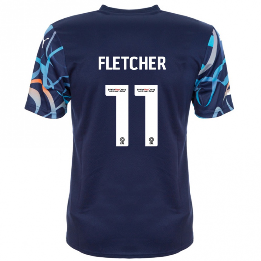 Kids Football Ashley Fletcher #11 Navy Blue Away Jersey 2024/25 T-Shirt Uk