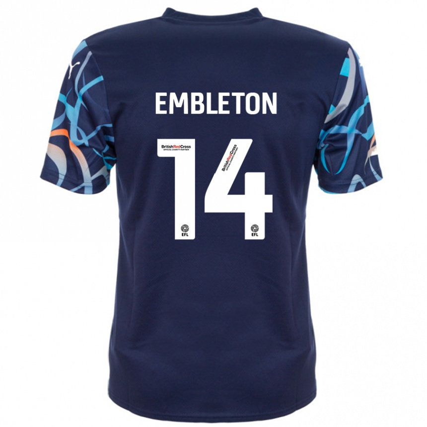 Kids Football Elliot Embleton #14 Navy Blue Away Jersey 2024/25 T-Shirt Uk