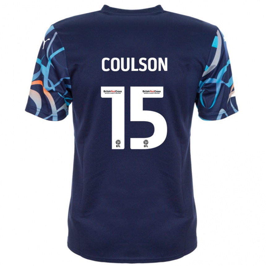 Kids Football Hayden Coulson #15 Navy Blue Away Jersey 2024/25 T-Shirt Uk