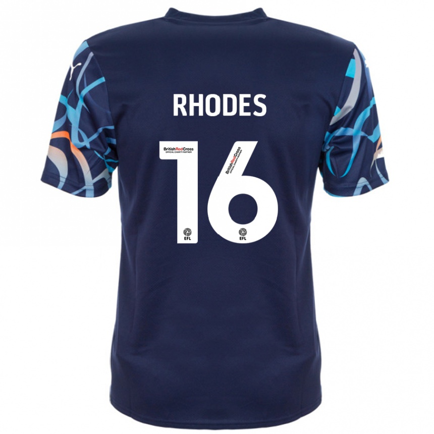 Kids Football Jordan Rhodes #16 Navy Blue Away Jersey 2024/25 T-Shirt Uk