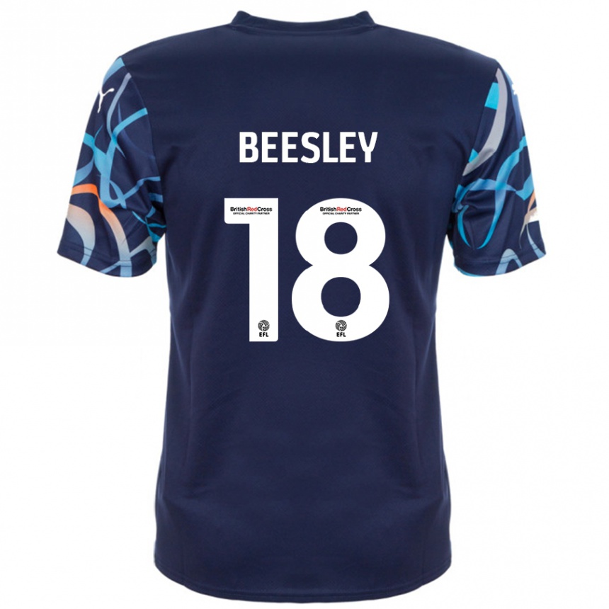 Kids Football Jake Beesley #18 Navy Blue Away Jersey 2024/25 T-Shirt Uk