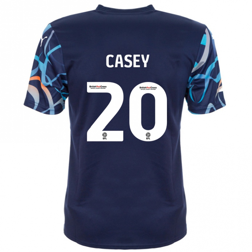 Kids Football Oliver Casey #20 Navy Blue Away Jersey 2024/25 T-Shirt Uk