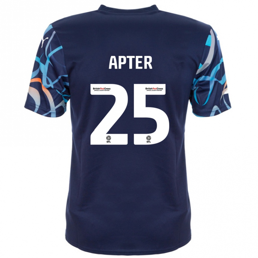 Kids Football Rob Apter #25 Navy Blue Away Jersey 2024/25 T-Shirt Uk