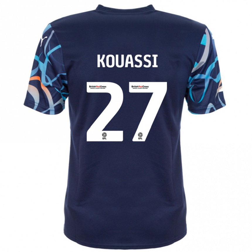 Kids Football Kylian Kouassi #27 Navy Blue Away Jersey 2024/25 T-Shirt Uk