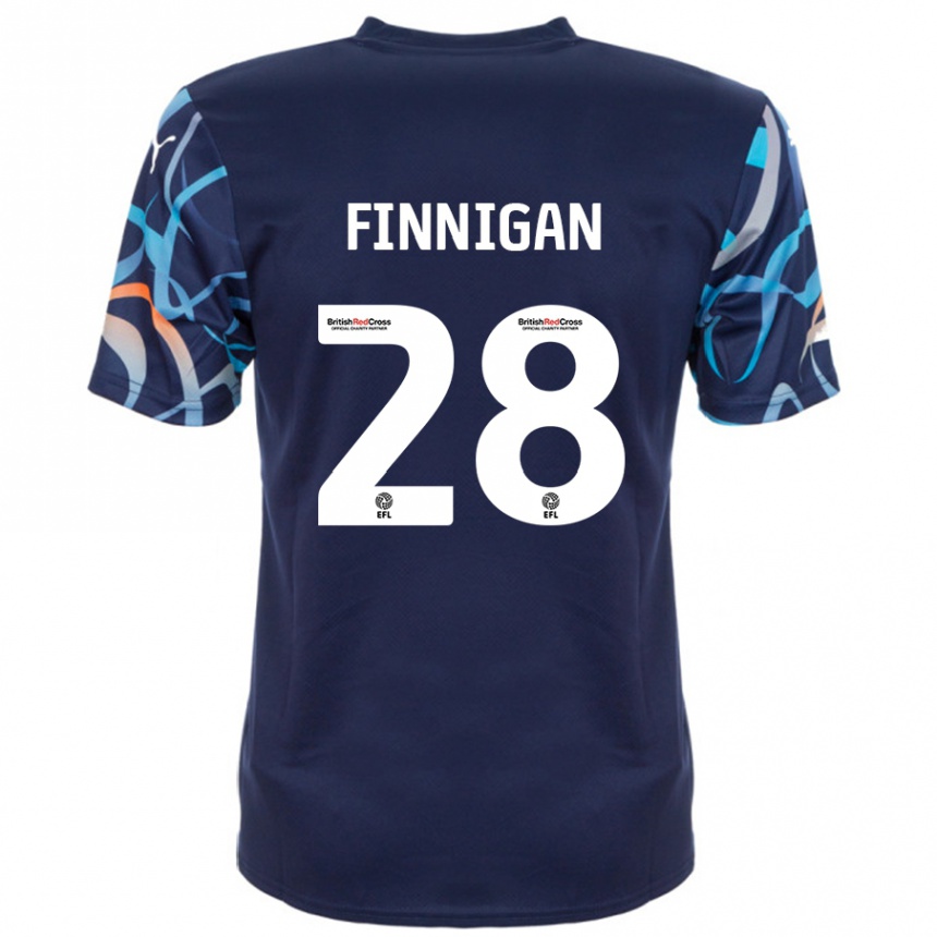 Kids Football Ryan Finnigan #28 Navy Blue Away Jersey 2024/25 T-Shirt Uk