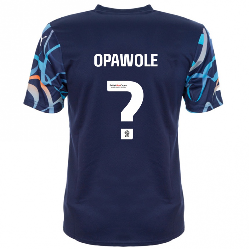 Kids Football Johnson Opawole #0 Navy Blue Away Jersey 2024/25 T-Shirt Uk