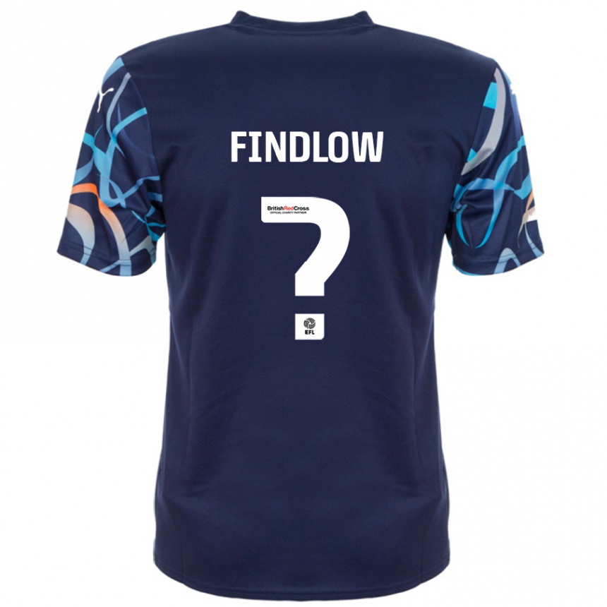 Kids Football Luke Findlow #0 Navy Blue Away Jersey 2024/25 T-Shirt Uk