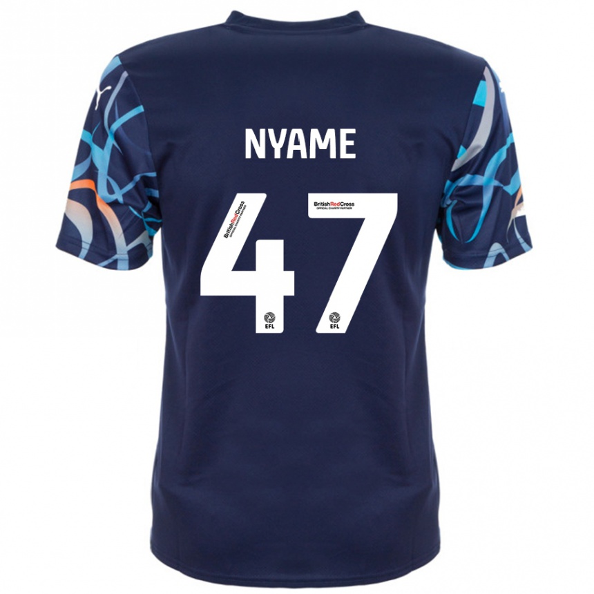 Kids Football Josh Nyame #47 Navy Blue Away Jersey 2024/25 T-Shirt Uk