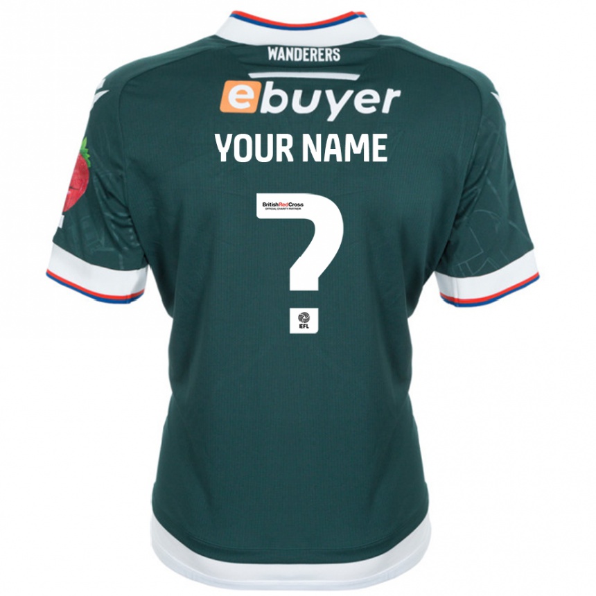 Kids Football Your Name #0 Dark Green Away Jersey 2024/25 T-Shirt Uk