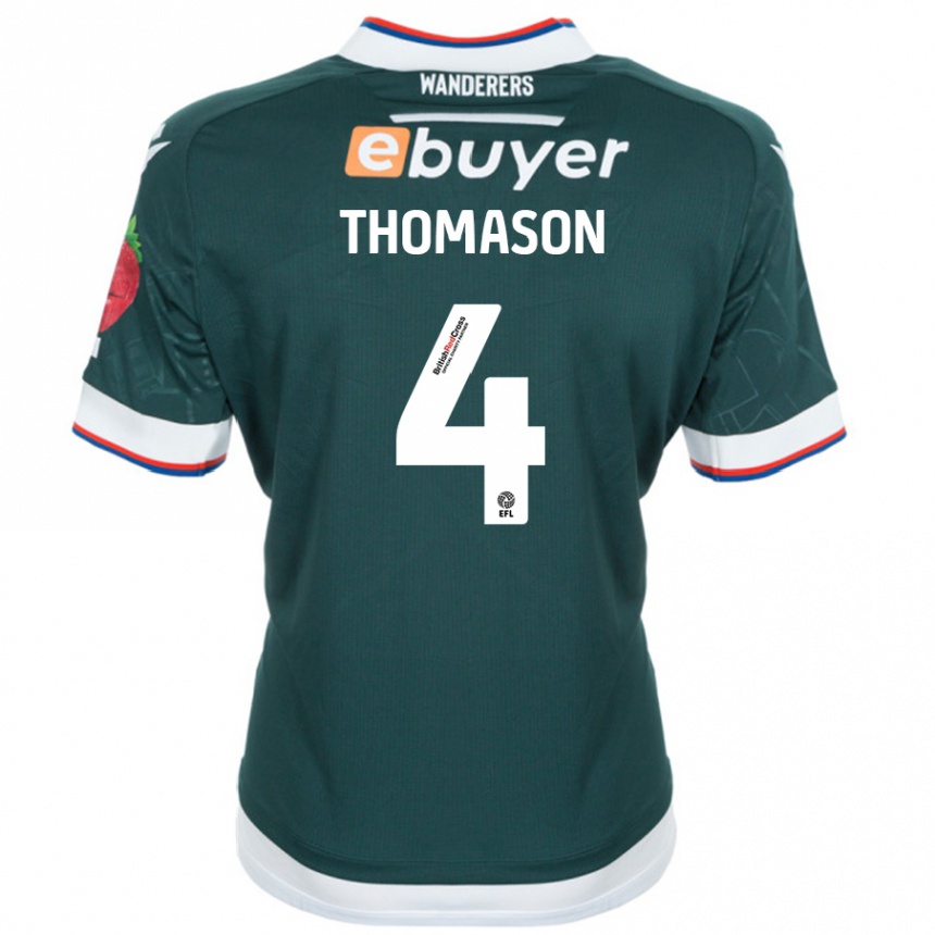 Kids Football George Thomason #4 Dark Green Away Jersey 2024/25 T-Shirt Uk