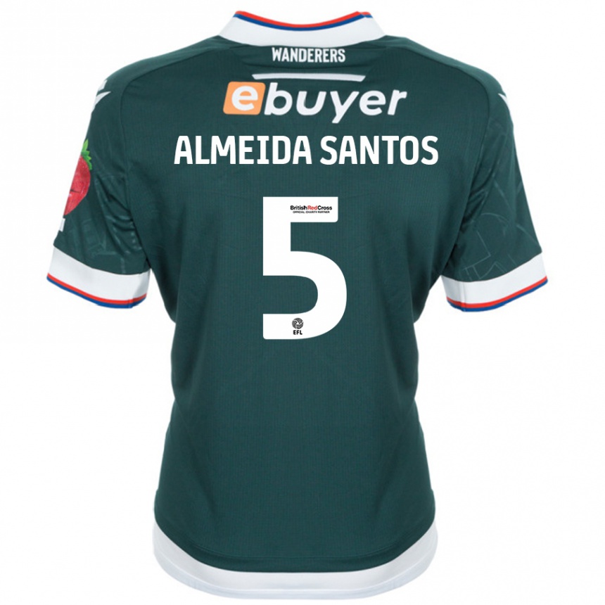 Kids Football Ricardo Santos #5 Dark Green Away Jersey 2024/25 T-Shirt Uk