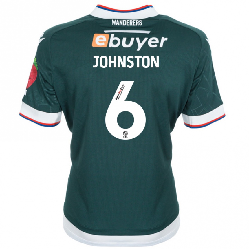 Kids Football George Johnston #6 Dark Green Away Jersey 2024/25 T-Shirt Uk