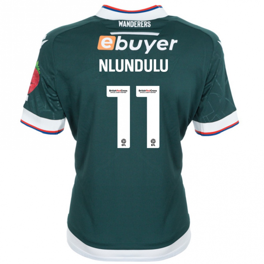 Kids Football Dan Nlundulu #11 Dark Green Away Jersey 2024/25 T-Shirt Uk