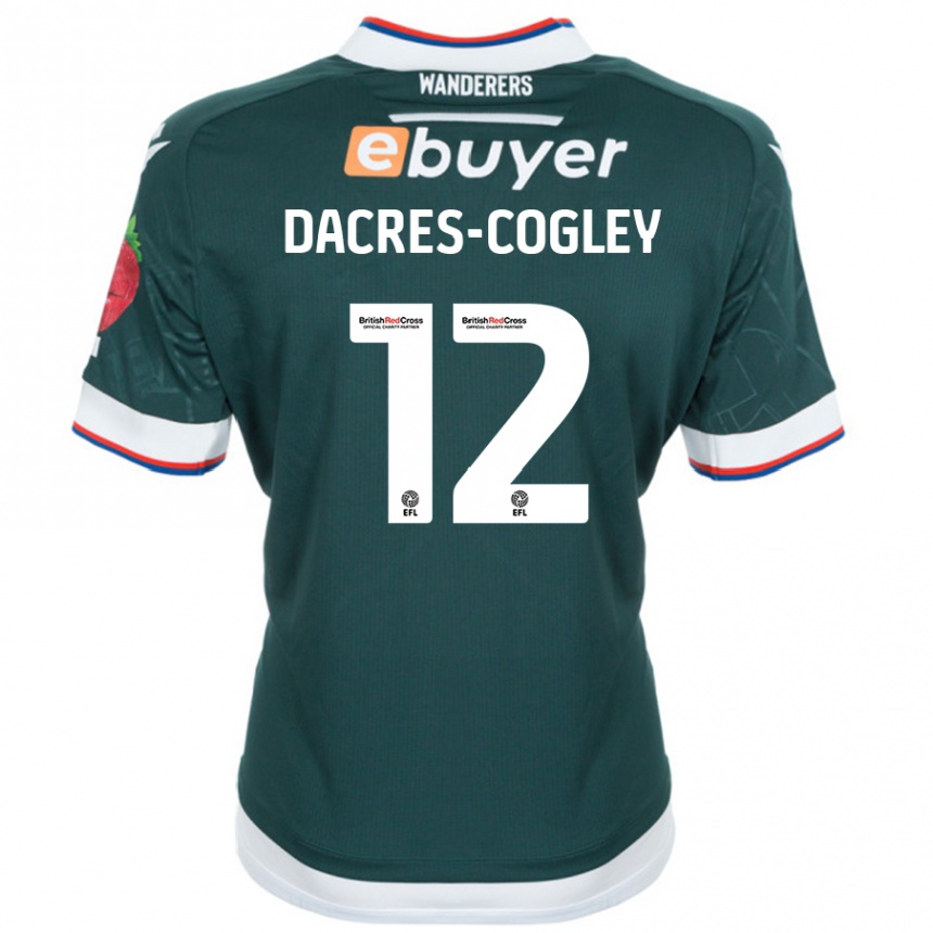 Kids Football Josh Dacres-Cogley #12 Dark Green Away Jersey 2024/25 T-Shirt Uk