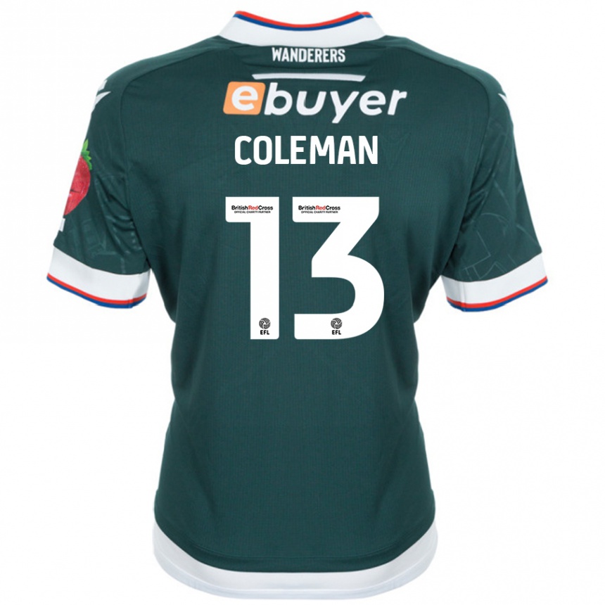 Kids Football Joel Coleman #13 Dark Green Away Jersey 2024/25 T-Shirt Uk