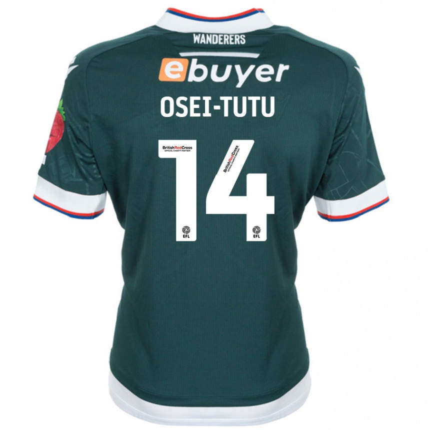 Kids Football Jordi Osei-Tutu #14 Dark Green Away Jersey 2024/25 T-Shirt Uk