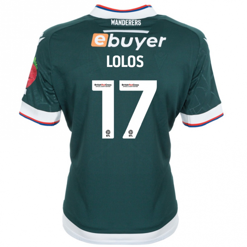 Kids Football Klaidi Lolos #17 Dark Green Away Jersey 2024/25 T-Shirt Uk