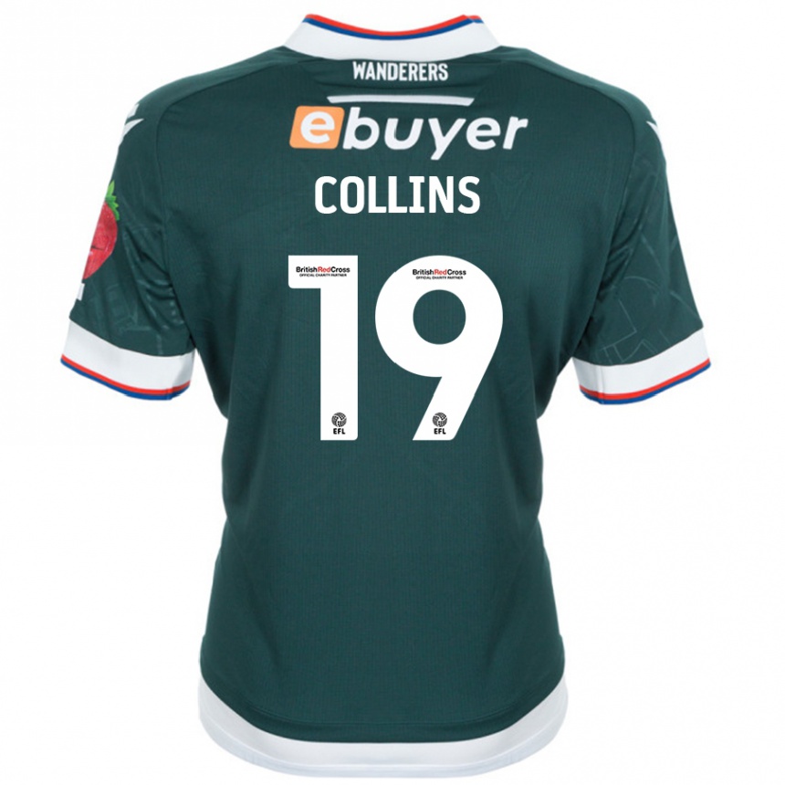 Kids Football Aaron Collins #19 Dark Green Away Jersey 2024/25 T-Shirt Uk