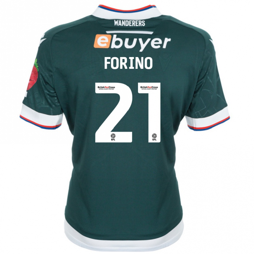 Kids Football Chris Forino #21 Dark Green Away Jersey 2024/25 T-Shirt Uk