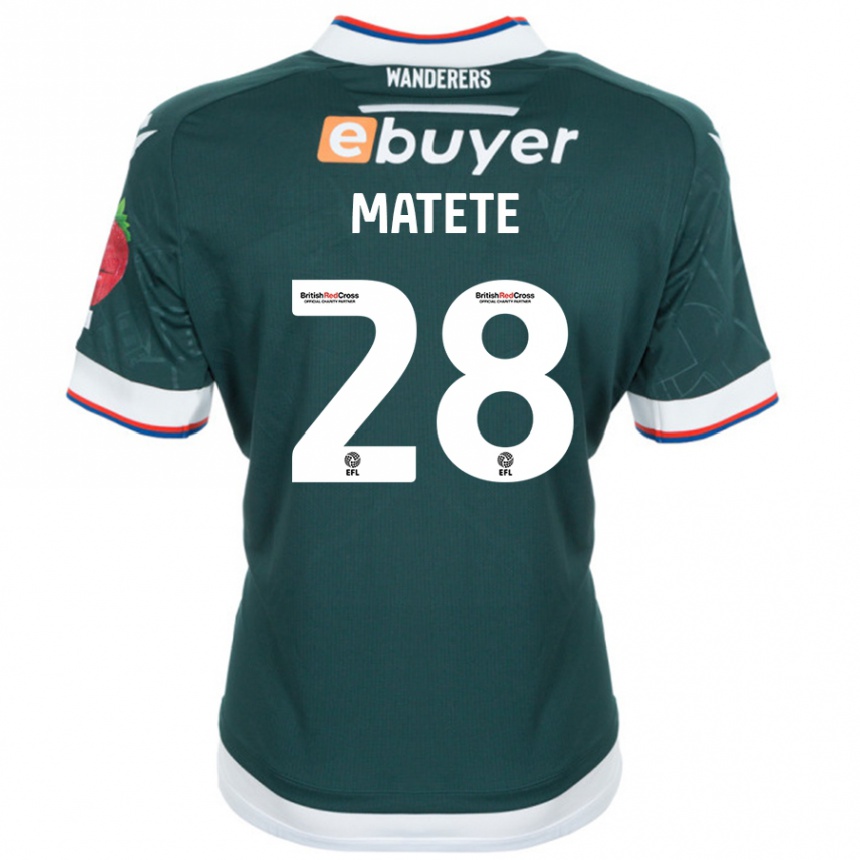 Kids Football Jay Matete #28 Dark Green Away Jersey 2024/25 T-Shirt Uk