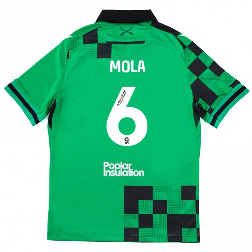 Kids Football Clinton Mola #6 Green Black Away Jersey 2024/25 T-Shirt Uk