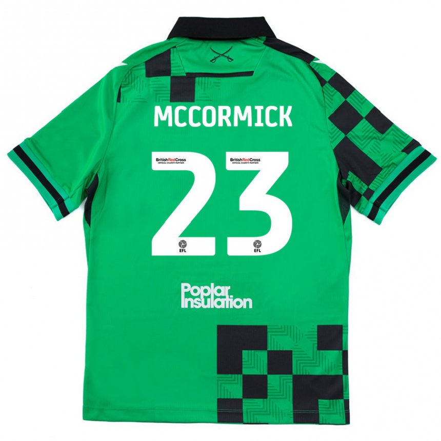 Kids Football Luke Mccormick #23 Green Black Away Jersey 2024/25 T-Shirt Uk