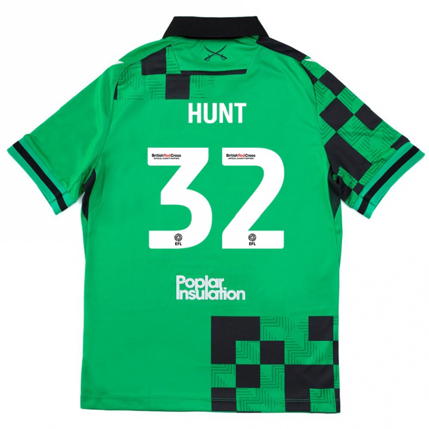 Kids Football Jack Hunt #32 Green Black Away Jersey 2024/25 T-Shirt Uk