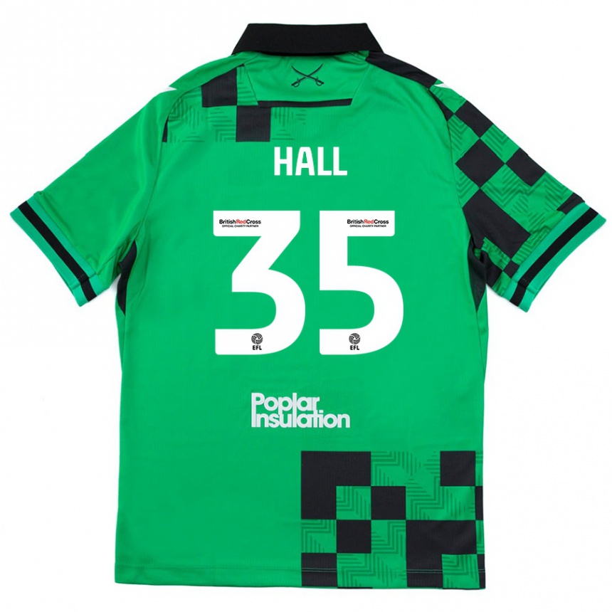 Kids Football Matt Hall #35 Green Black Away Jersey 2024/25 T-Shirt Uk