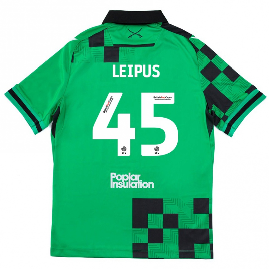 Kids Football Brooklyn Leipus #45 Green Black Away Jersey 2024/25 T-Shirt Uk