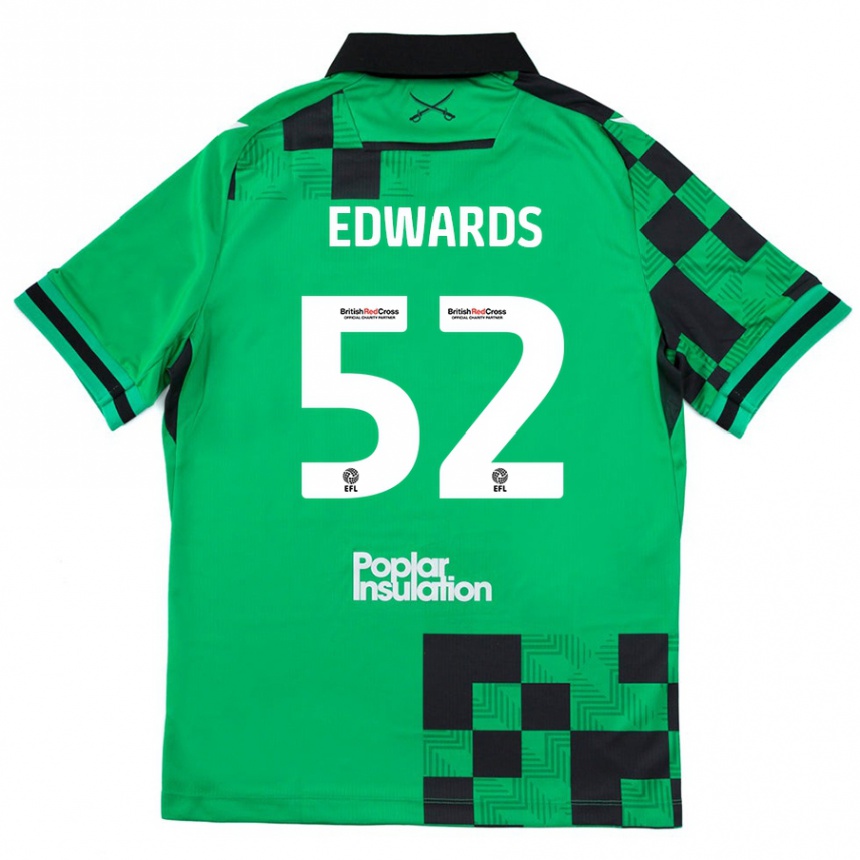 Kids Football Max Edwards #52 Green Black Away Jersey 2024/25 T-Shirt Uk