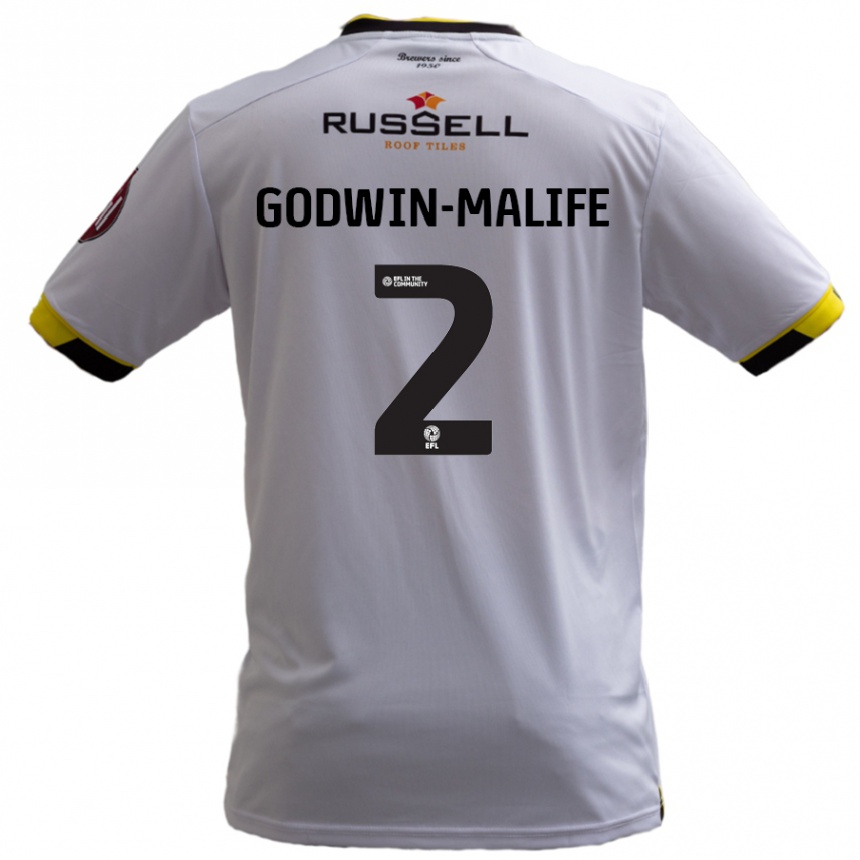 Kids Football Udoka Godwin-Malife #2 White Away Jersey 2024/25 T-Shirt Uk