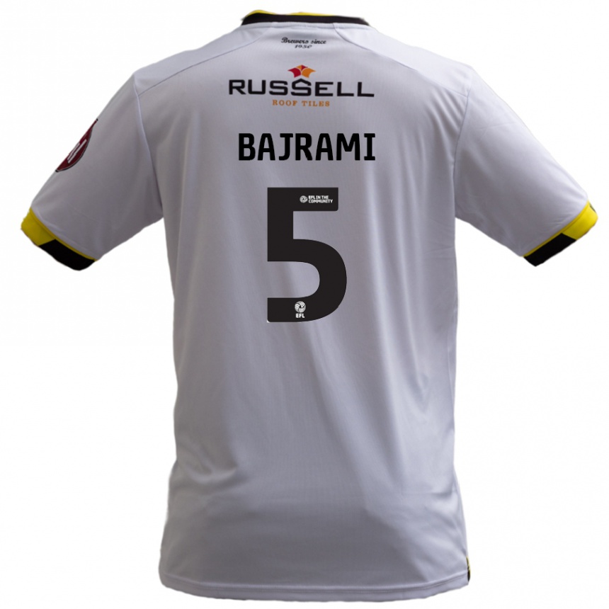 Kids Football Geraldo Bajrami #5 White Away Jersey 2024/25 T-Shirt Uk