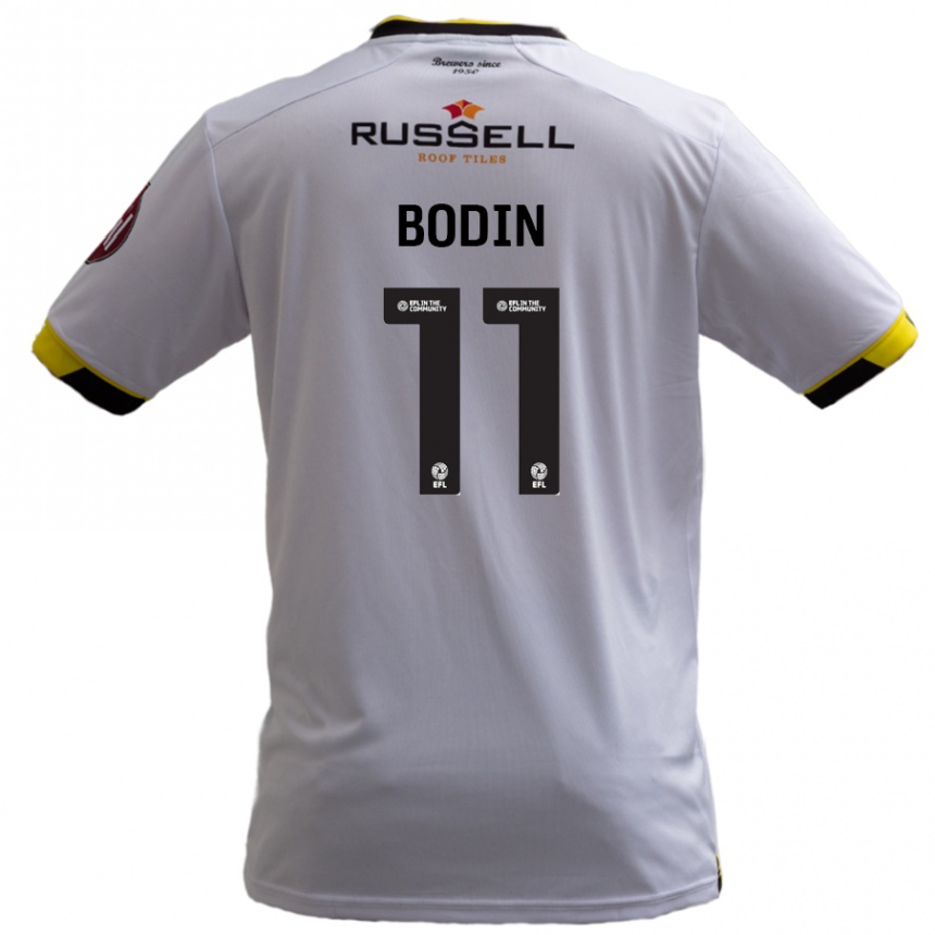 Kids Football Billy Bodin #11 White Away Jersey 2024/25 T-Shirt Uk