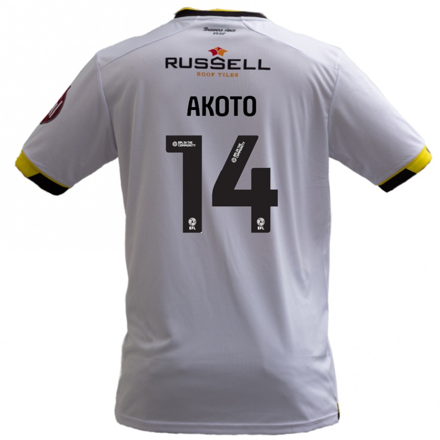 Kids Football Nick Akoto #14 White Away Jersey 2024/25 T-Shirt Uk