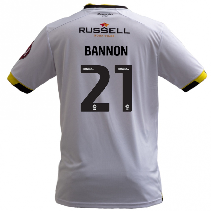 Kids Football Alex Bannon #21 White Away Jersey 2024/25 T-Shirt Uk