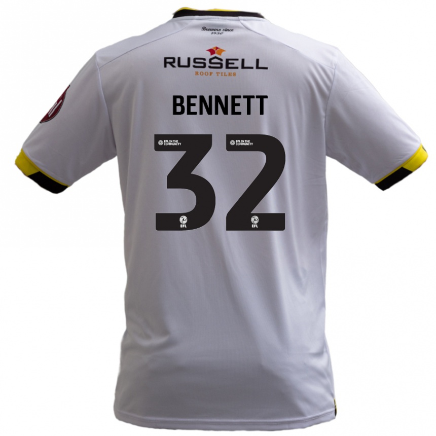 Kids Football Mason Bennett #32 White Away Jersey 2024/25 T-Shirt Uk