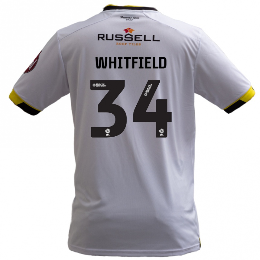 Kids Football Ben Whitfield #34 White Away Jersey 2024/25 T-Shirt Uk