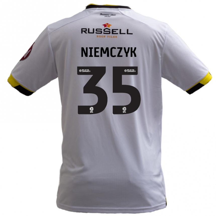 Kids Football Jakub Niemczyk #35 White Away Jersey 2024/25 T-Shirt Uk