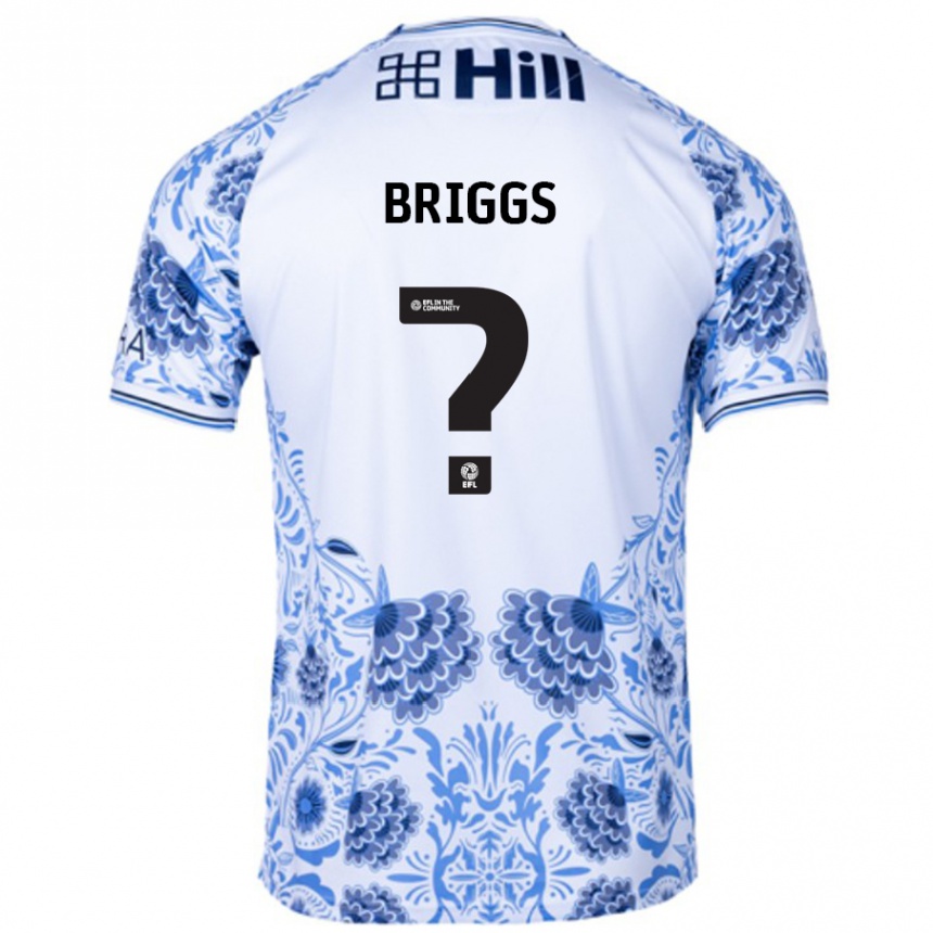 Kids Football Jj Briggs #0 White Blue Away Jersey 2024/25 T-Shirt Uk