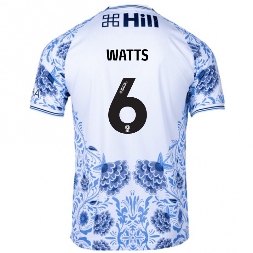 Kids Football Kell Watts #6 White Blue Away Jersey 2024/25 T-Shirt Uk