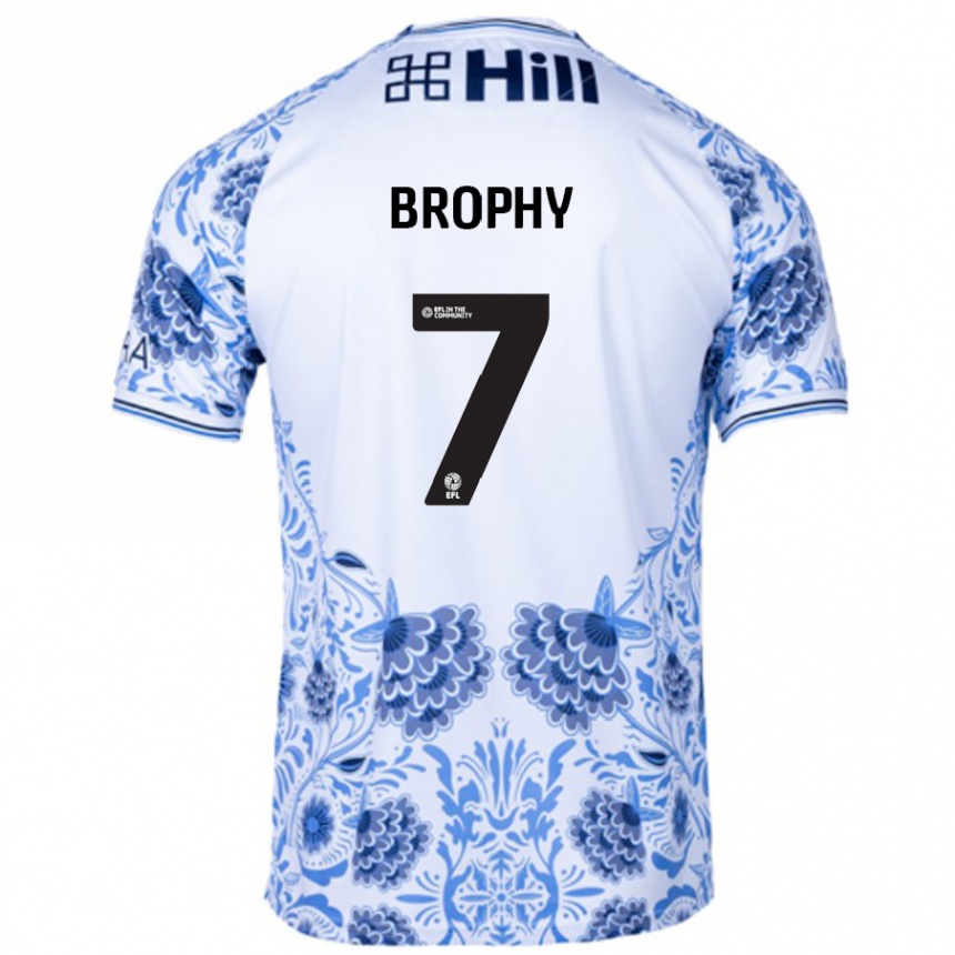 Kids Football James Brophy #7 White Blue Away Jersey 2024/25 T-Shirt Uk