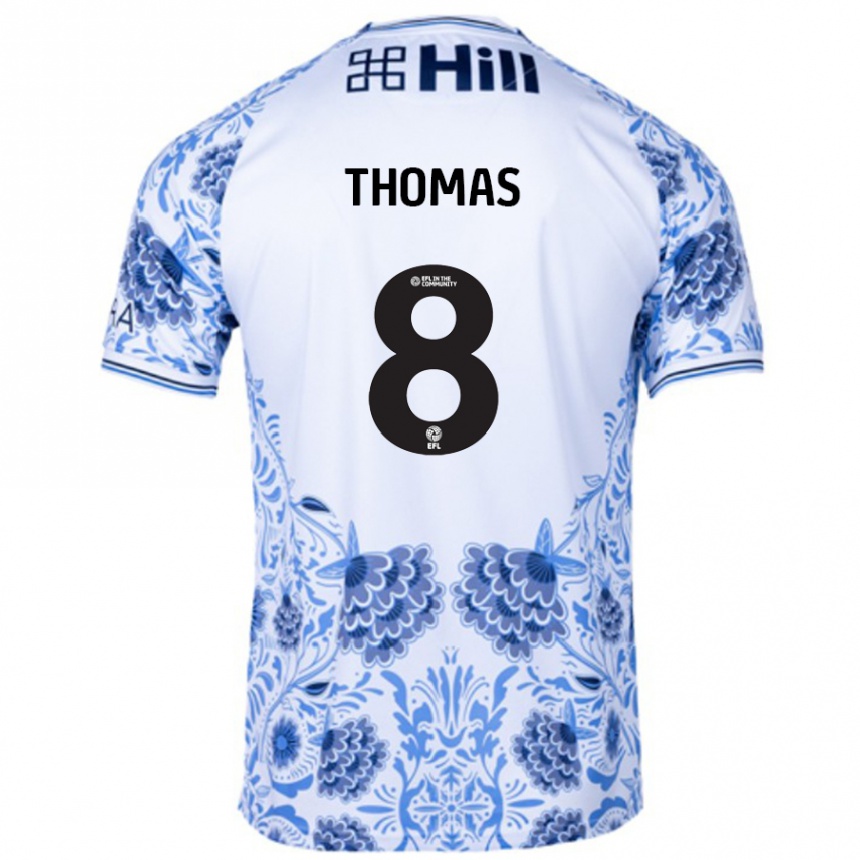 Kids Football George Thomas #8 White Blue Away Jersey 2024/25 T-Shirt Uk