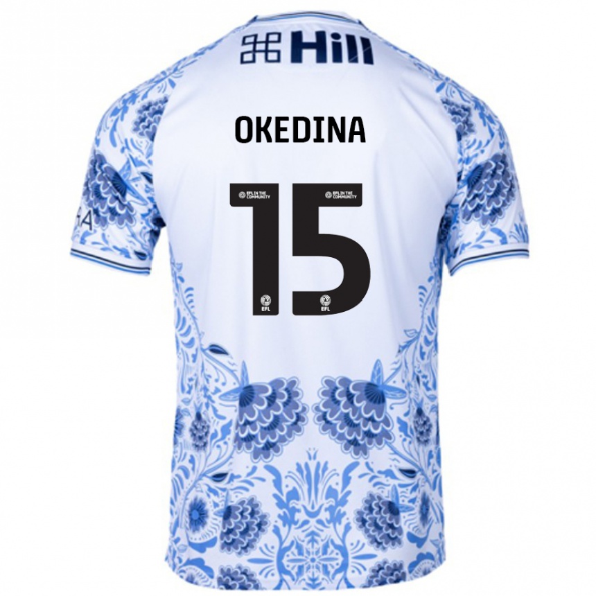 Kids Football Jubril Okedina #15 White Blue Away Jersey 2024/25 T-Shirt Uk