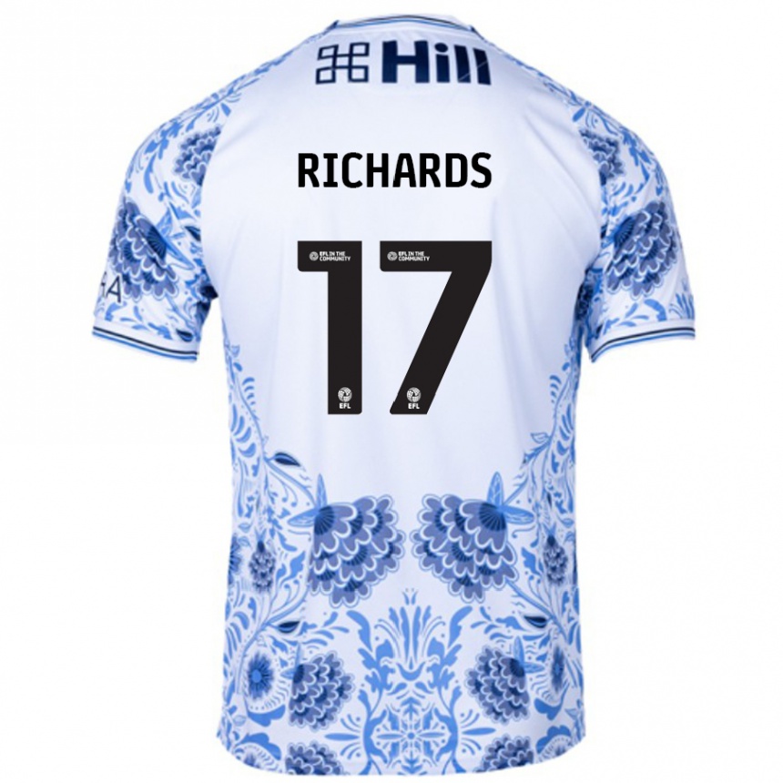 Kids Football Taylor Richards #17 White Blue Away Jersey 2024/25 T-Shirt Uk