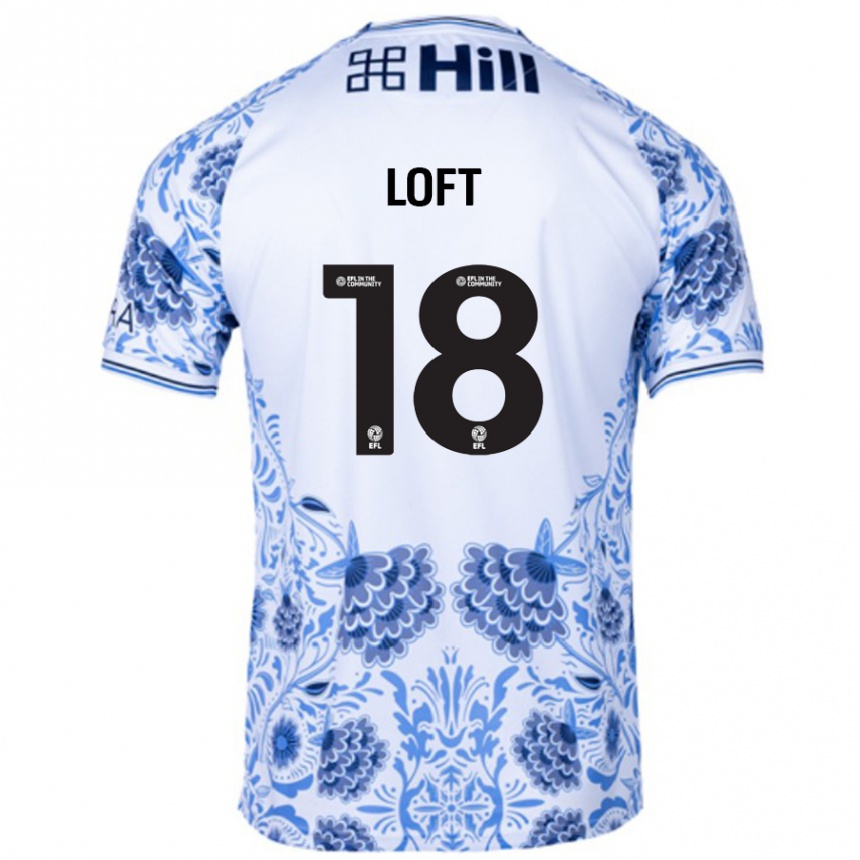 Kids Football Ryan Loft #18 White Blue Away Jersey 2024/25 T-Shirt Uk