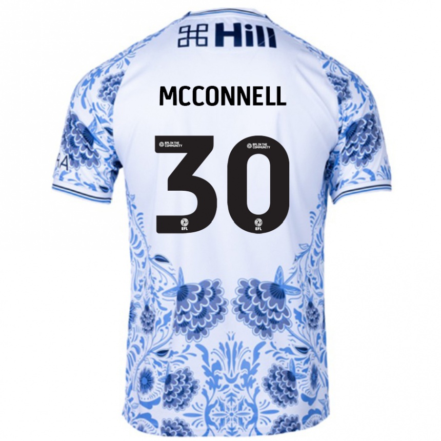 Kids Football Glenn Mcconnell #30 White Blue Away Jersey 2024/25 T-Shirt Uk