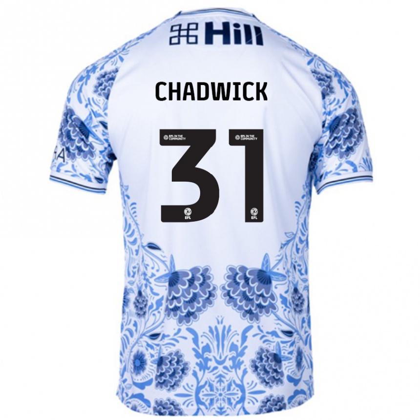 Kids Football Louis Chadwick #31 White Blue Away Jersey 2024/25 T-Shirt Uk