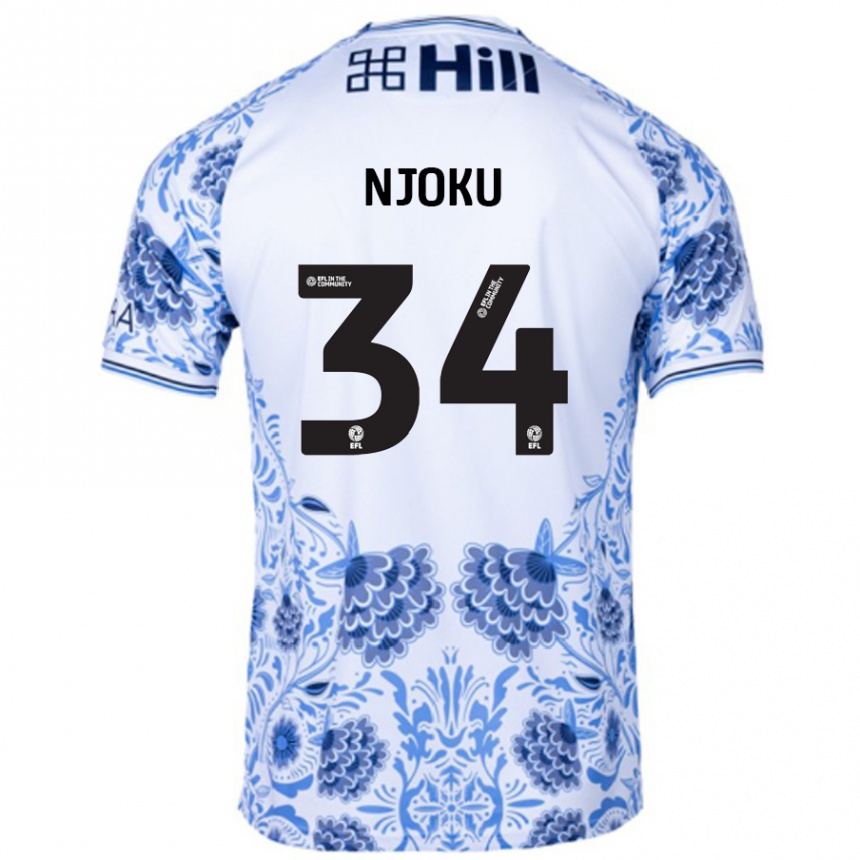 Kids Football Brandon Njoku #34 White Blue Away Jersey 2024/25 T-Shirt Uk