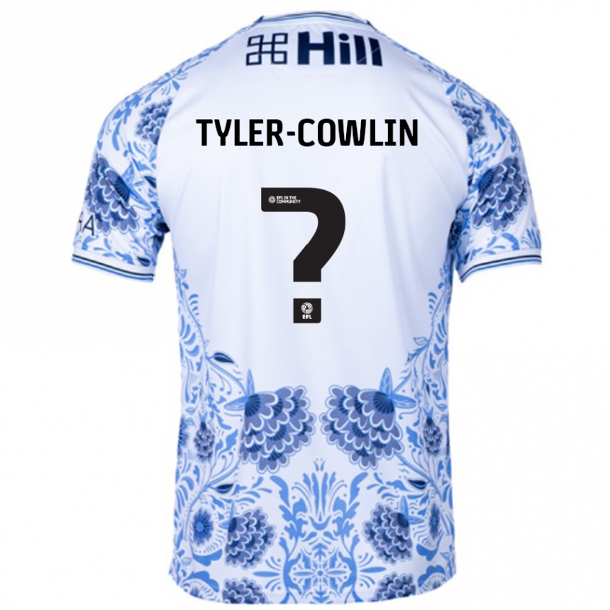 Kids Football Danny Tyler-Cowlin #0 White Blue Away Jersey 2024/25 T-Shirt Uk