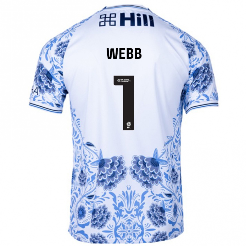 Kids Football Lauren Webb #1 White Blue Away Jersey 2024/25 T-Shirt Uk